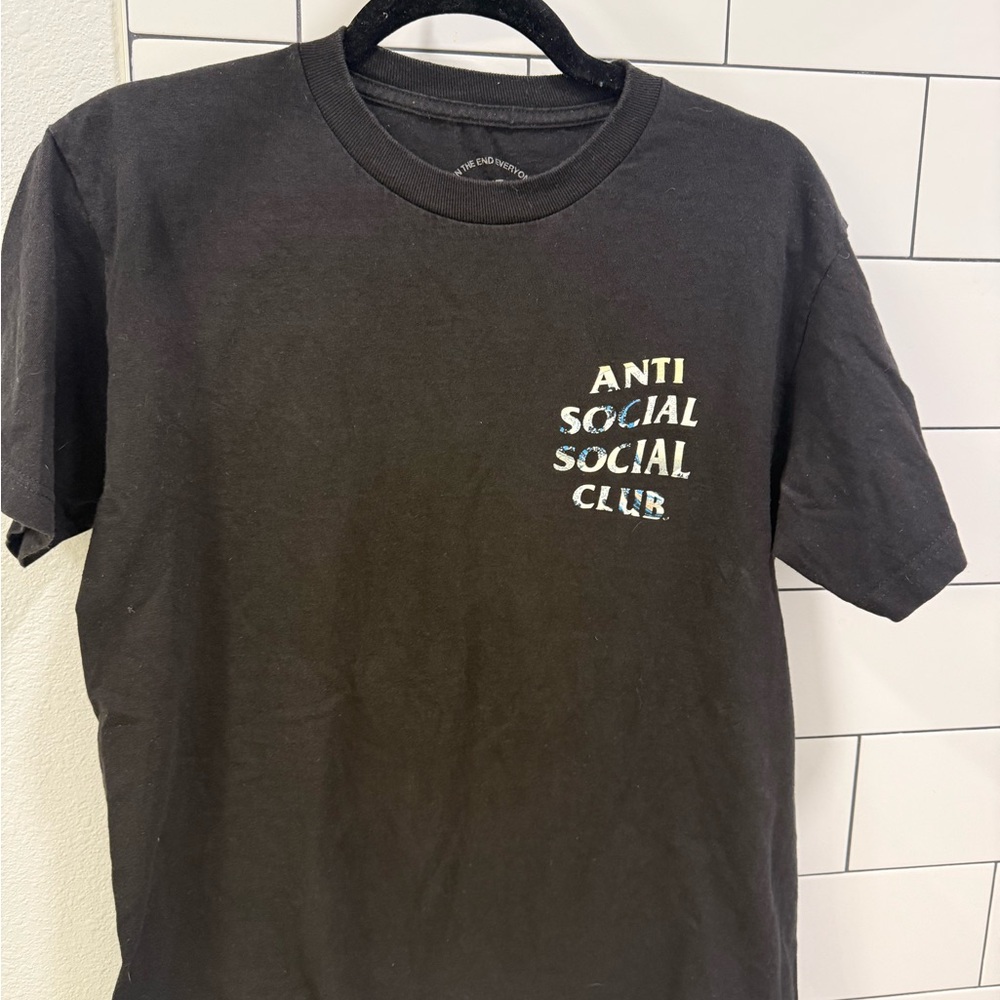 Anti Social Social Club Black Tee with Multicolor Chest Logo